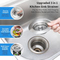 Penasfe Stainless Steel Kitchen Sink Strainer Stainless Steel Sink Strainer Set Durable Copper Spring Core Easy to Clean Prevents for Homes. 