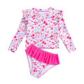 Children's Long Sleeve Swimsuit Girl One-piece Sunscreen Cute Baby Middle-Aged Kids Korean Kid Girls Swimsuit. 