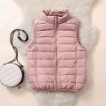 Chic Sleeveless Down Jacket for Women - Casual Zip-Up Winter Coat in Pastel Colors. 