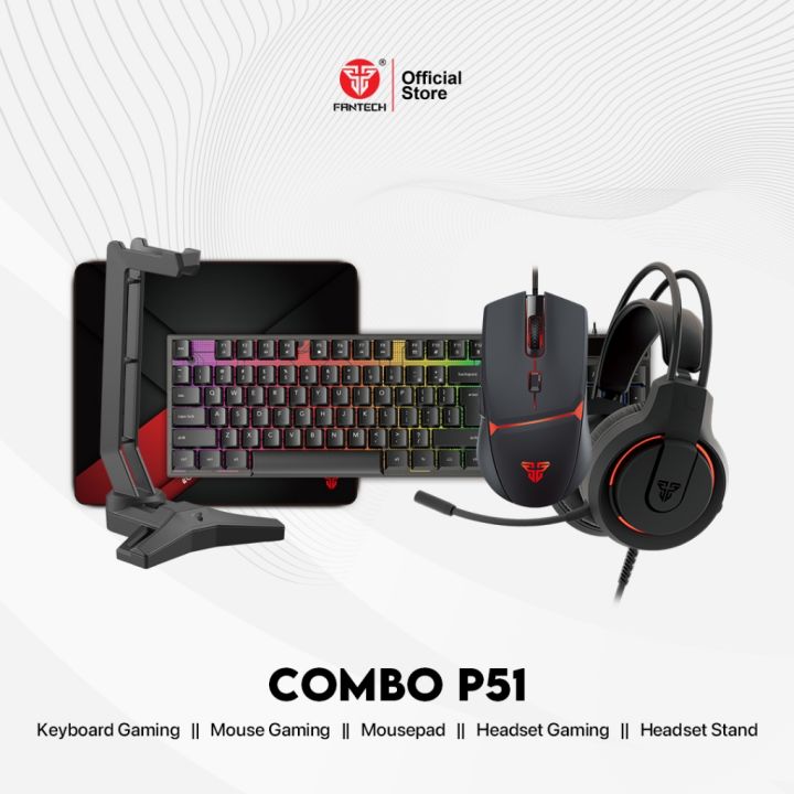 Fantech P51 5in1 Bundle(Headphone-Keyboard-Mouse-Headset Stand-Mousepad)