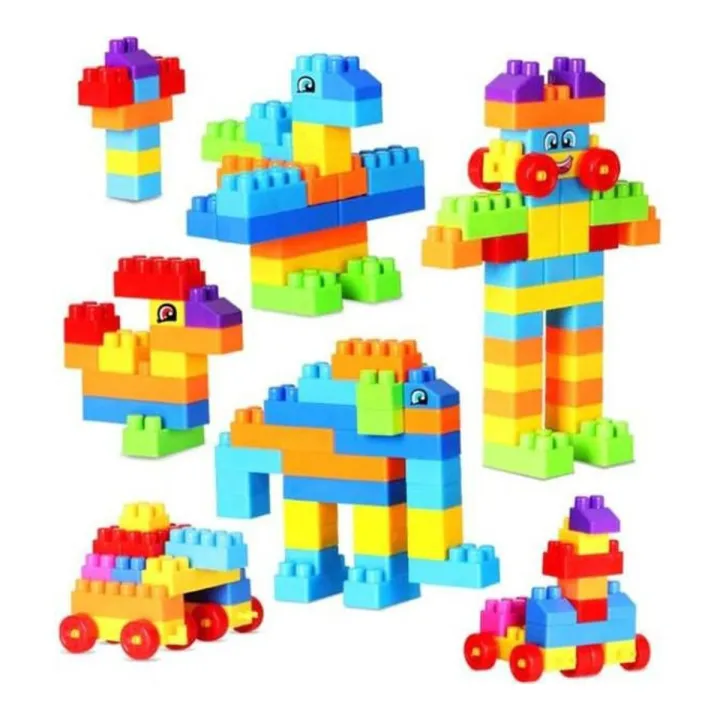 100 Pcs Multicolored Building Blocks Set for Kids | Educational Kit ...