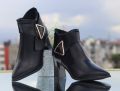 Veloria – Ladies’ Elegant Premium Black Ankle Boots with Gold Accent. 
