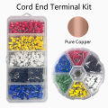 Pure Copper Cord End Terminals Kit Insulated Tubular Crimp Terminal Set E0208 E0308 E0508 E1008 Wire Connector. 