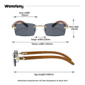 Wenefang Rectangle Fashion Rimless Sunglasses for Women Men Gangster 90s Frameless Shades Retro Vintage Trendy Wooden Frame Eyewear. 