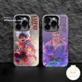 Trendy Brand Anime One Piece Luxury Plating Metal Case Compatible for IPhone 11 15 14 12 13 Pro Max 7Plus X XR XS Max 7 8 14 Plus SE 2020 Cool Luffy Zoro Phone Cover. 