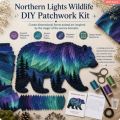 Party Decor Northern Lights Aurora Animal Quilt Kit Handmade Nature Themed Patchwork Sewing Kit Embroidery Starry Forest Animal Applique Kit Home Decor. 