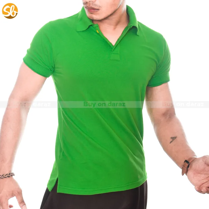Green%20Solid%20Polo%20Neck%20T-Shirt%20For%20Men%20-%20Image%203