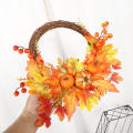 Led (Led装饰灯) Led Pumpkin Maple Leaves Wreath Pumpkin (南瓜) Halloween Thanksgiving Day Home Decoration Maple Leaves (枫叶) Wreath (花环) for Thanksgiving Dinner (感恩节晚宴). 