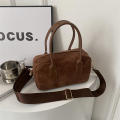 Luxury Boston Bag Large Capacity Crossbody Bag Suede Solid Color for Travel Work. 