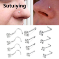 Sutuiying 1PC Fashion Stainless Steel Crystal Nose Septum Piercing Studs 20G Mini Nose Ring Earrings Studs Body Piering Jewelry For Women. 