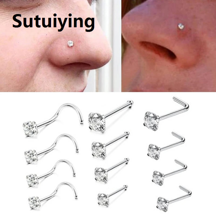 Sutuiying%201PC%20Fashion%20Stainless%20Steel%20Crystal%20Nose%20Septum%20Piercing%20Studs%2020G%20Mini%20Nose%20Ring%20Earrings%20Studs%20Body%20Piering%20Jewelry%20For%20Women%20-%20Image%202