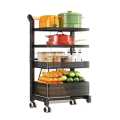 Stainless Steel 4 Layer Fruit and Vegetable Onion Potato Basket | Stand Trolley Kitchen Rack -Triple Tire Trolley Shelf | Rust Free Stainless Steel Kitchen Trolley. 