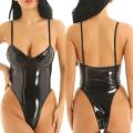 Costume eddies Latex Leather oduit Women Lingerie One-pieces Skinny Straps ompers Spwear nderwear. 