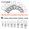 DISICHEN New SC Nose Terminal SC6 SC10 SC16 SC25 Copper Wire Lugs Ring Bare Cable Electric Crimp DTGA Cable Connector 5mm 6mm 8mm 10mm 12mm. 