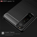 Lenuo for Sony Xperia 1 III Case - Carbon Fiber Silicone Brushed Cell Phone TPU Back Cover. 