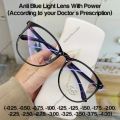 Blue Ray Cut Prescription Power Glasses Finished Unisex Retro Black Oval Frame Prescription Spectacles. 