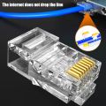RJ45 Cat6 Pass Through Connectors Gold Plated 8P8C Ends for RJ45 Ethernet UTP Network Cable Transparent Cat6 Connectors Plug. 