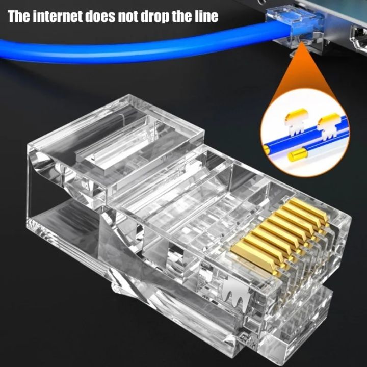 RJ45%20Cat6%20Pass%20Through%20Connectors%20Gold%20Plated%208P8C%20Ends%20for%20RJ45%20Ethernet%20UTP%20Network%20Cable%20Transparent%20Cat6%20Connectors%20Plug%20-%20Image%203