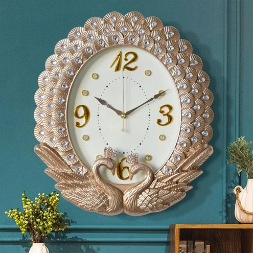 Stylish Design Gold Peacock Fancy Model Wall Clock