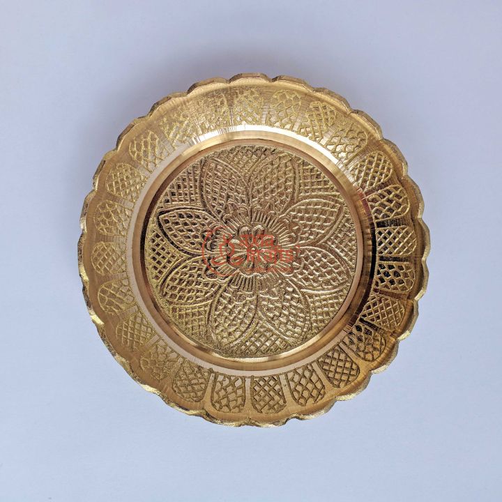 Axia Krafts  Typical Brass Plate-3.5 inches  Puja plate  Shagun plate  Pital plate  Axia Krafts