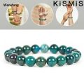 Wenefang KISMIS 1PC Malachite Stone Jewelry Women Men Crystal Green Gemstone Round Beads Stretch Fashion Bracelet. 
