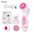 Sutuiying Battery Operate Double Rotating Soft Brush Head Deeply Clean Fashion Electric Silicone Facial Cleansing Brush With 3 Brush. 