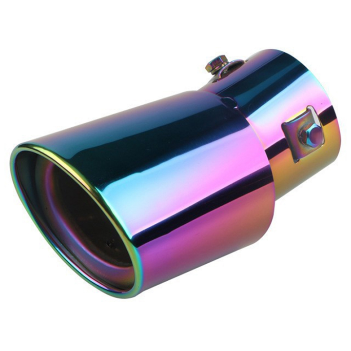 (COKP) Car Stainless Steel Multicolor Round Bend Exhaust Tail Muffler Tip Pipe Universal Fits Car Accessories