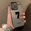 Phone Case For iPhone 11 14 15 Pro Max PLUS XS Max Casing Silver Black White Colorful Matte IMD Lucky Number Seven Luxury Fashion Protection Simple Shockproof Back Cover Silicone. 