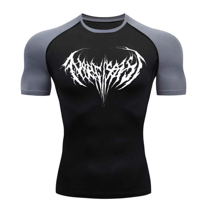 Summer%20Wear%20Fitness%20T-Shirt%20Gym%20Shirt%20Men's%20Print%20Black%20Compression%20Fitness%20Performance%20Sun%20Protective%20Clothing%20Exercise%20Wear%20-%20Image%204