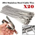 20 pcs Strong Self-locking Metal Stainless Steel Cable Tie Zip Ties 300mm Bundling Wire Hose Clips, Pipe Clamp. 