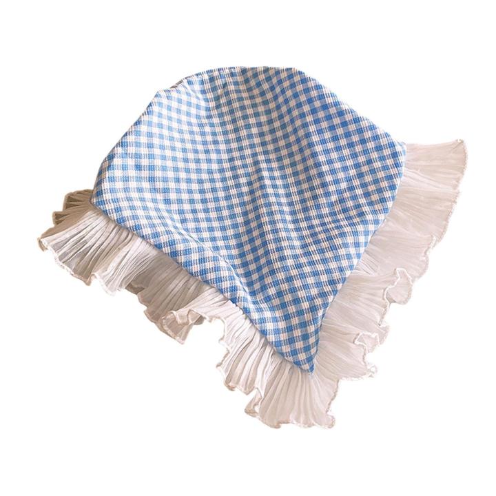 CARAT Pastoral Style Headband Plaid Print Lace Headband for Kids