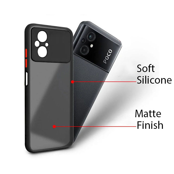 Matte Case for Poco M5 4G - Smoke Back Phone Cover with Camera Protection