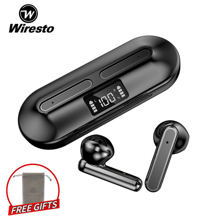 Wiresto Wireless Earbuds Mini Bluetooth 5.0 Earphone Stereo Headphone Sport Earpiece Touch Control Binaural Call Small Invisible Headset with Microphone Free Case Box Charging Case