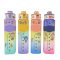 900ml Frosted Square Water Bottle With Straw And Free 2D Stickers. 