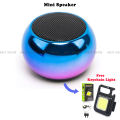 Mini Bluetooth Portable Speaker Round Small Steel Stereo Subwoofer 5W, Pocket Friendly Mini Speaker Home, Office, Kitchen with Free Keychain Light. 