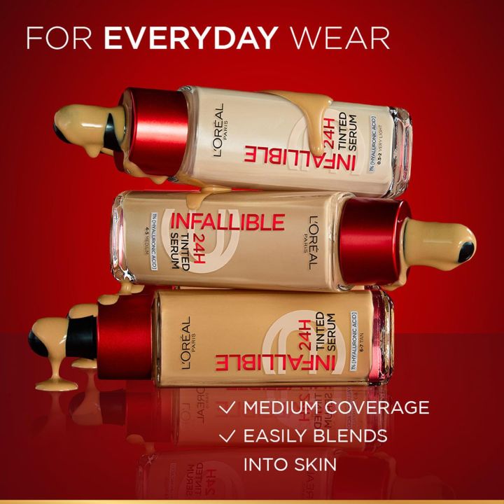 Loreal%20Paris%20Infallible%2024H%20Tinted%20Serum%20Foundation%20%7C%20Light-Weight%20Coverage%20%7C%20Dewy%20&%20Radiant%20Finish%20%7C%20Transfer-Proof%20%7C%20with%201%25%20Hyaluronic%20Acid%20%7C%2030ml%20%7C%203%20-%204%20Light%20-%20Medium%20-%20By%20Allure%20Cosmetics%20-%20Image%208