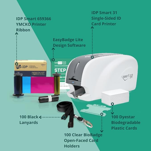 Simplex Printing IDP SMART-31 Series ID Card Simplex Printer Kit with Windows ID ...