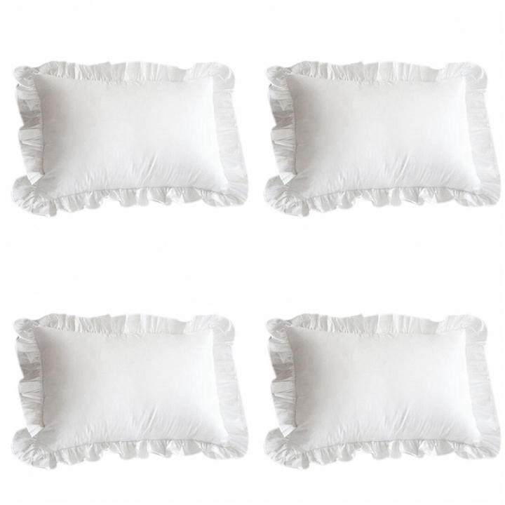 ICQURBT 4X 100% Cotton Ruffle Pillowcase Ruffled Pillow Cover White Pillow Case