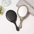 Creative Retro Makeup HD With Handle Women Bathroom Plastic Patterned Make Up Mirror Portable Handheld Antique Vanity. 