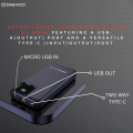 Daewoo Mighty 1000 | 10000 mAh Power Bank | 22.5W Fast Charging | Type C Output Input | Attached Cable Port C Lightning | 1 Year Warranty | PD QC 3.0 | Lithium Polymer. 