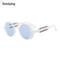 Sutuiying Classic Gothic Steampunk Sunglasses Luxury Brand Designer High Profesional Quality Men and Women Retro Round Pc Frame Sunglasses. 