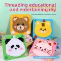 Creative Sewing Needle and Thread Painting DIY Embroidery Doll Set Stuffed Animal with Sticker Cartoon Animal Felt Sewing Kit Hand Puppet Making DIY Handcraft Kit Educational Children's Toy Beginners. 