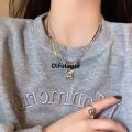Difutagui Punk Hip Hop Double Layer Square Zircon Pendant Necklace For Luxury Women Men Vintage Gothic Sweater Necklace Y2K Jewelry Party. 