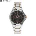 Titan   1698Km01 Black Dial Chronograph Watch For Men- Silver. 
