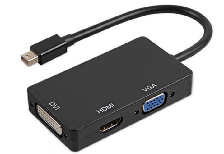 3 in 1 Thunderbolt Mini Dp Displayport Male to HDMI VGA DVI Adapter Converter Cable
