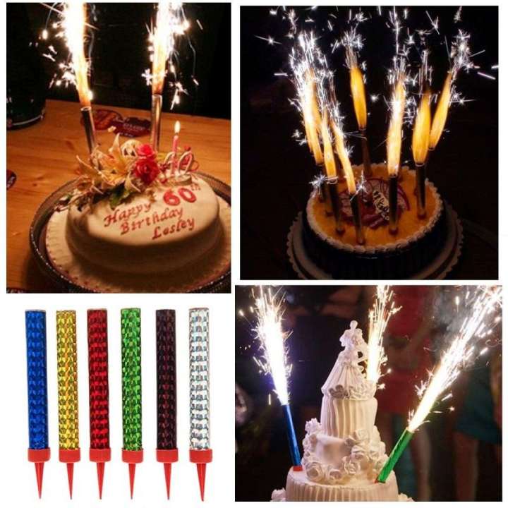 Pack of 6 Large Size Birthday Party Wedding Celebration Cake Sparkling Candles Supplies for Birthday / Festival Sparklers