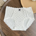 6794# can wear 200 kg 10A bacteriostatic mesh spliced underwear, women's lace jacquard bow mid-waist briefs. 