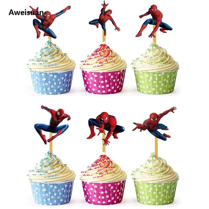 Aweisuan%20spiderman%20birthday%20decorations%2024%20s%20Superhero%20Spiderman%20Cu%20ake%20Toppers%20Happy%20Birthday%20Party%20Supplies%20Spidery%20Cake%20Toppers%20For%20Kids%20Decorations%20Supplies%20GiftBalloons%20-%20Image%203
