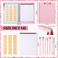 ARELENE Refillable Notepad Ballpoint Pen Set,5Dividers with 10 Storage Pockets Clipboard Binder Crystal Diamond Pen for School B. 