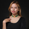 Golden Gold Plated Green Moti Design Choker Set For Women. 
